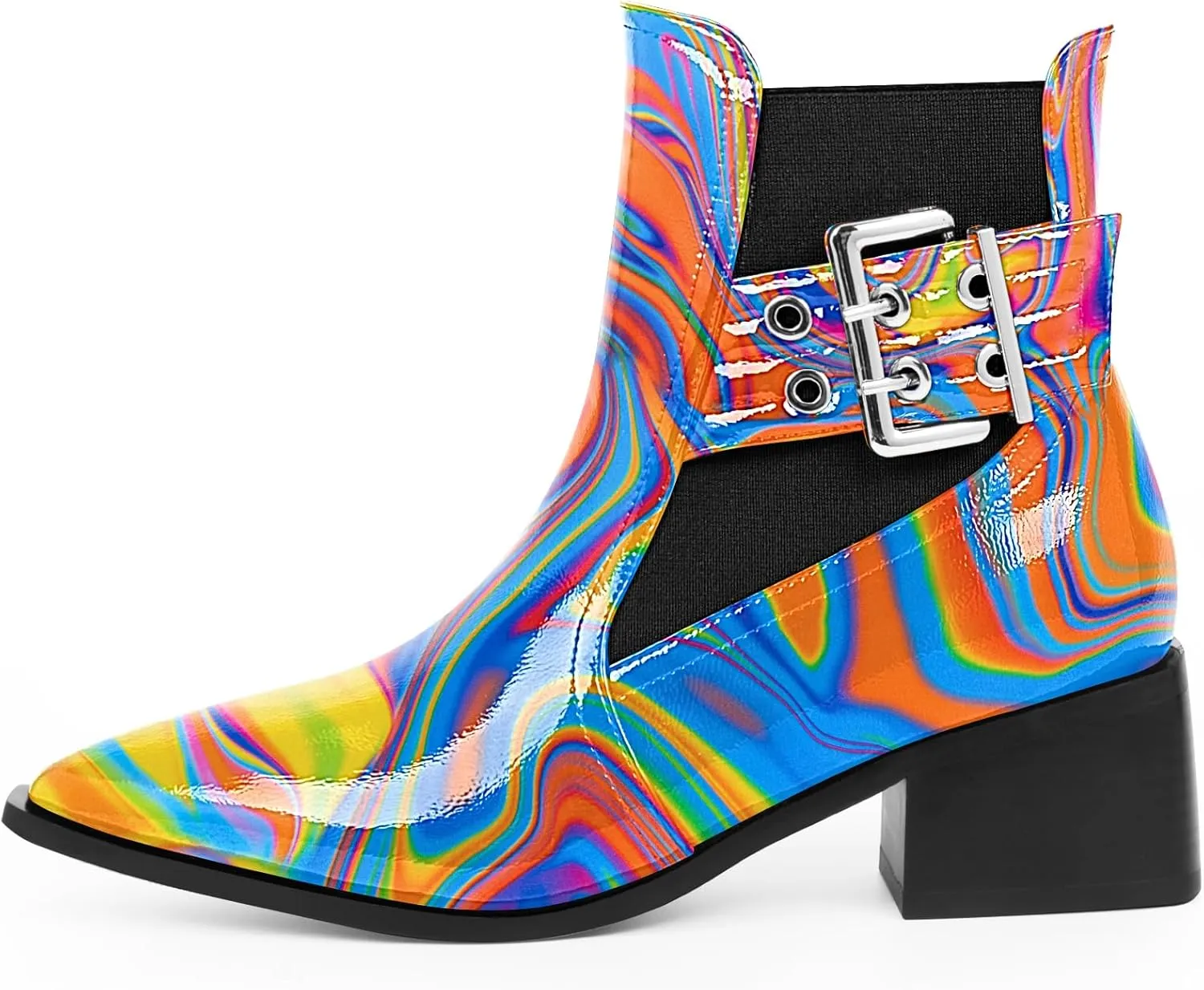 Women's Block Chunky Low Heel Ankle Boots Buckle Strap Booties