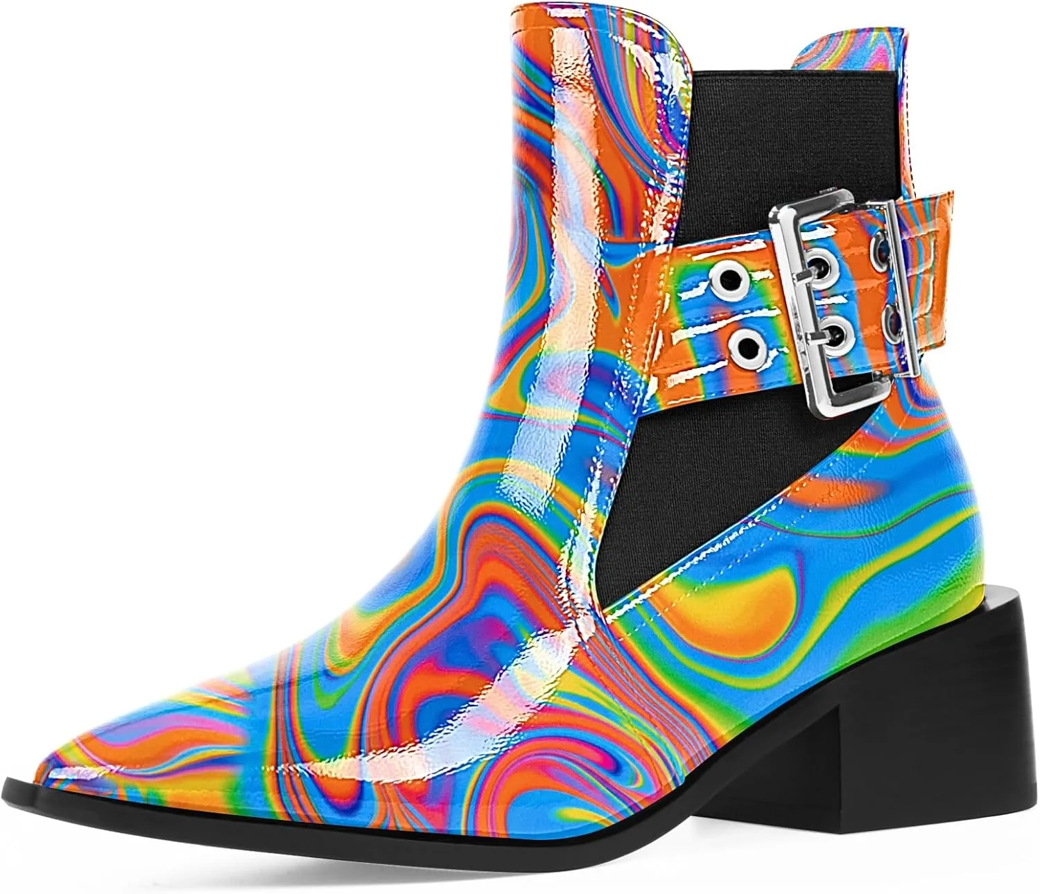 Women's Block Chunky Low Heel Ankle Boots Buckle Strap Booties