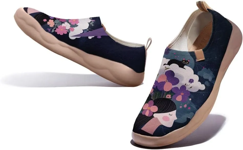 Women's Blossom Slip On Soft Shoes Colorful Comfortable Lightweight Art Travel Sneakers Casual Vibrant Floral Everyday Loafers