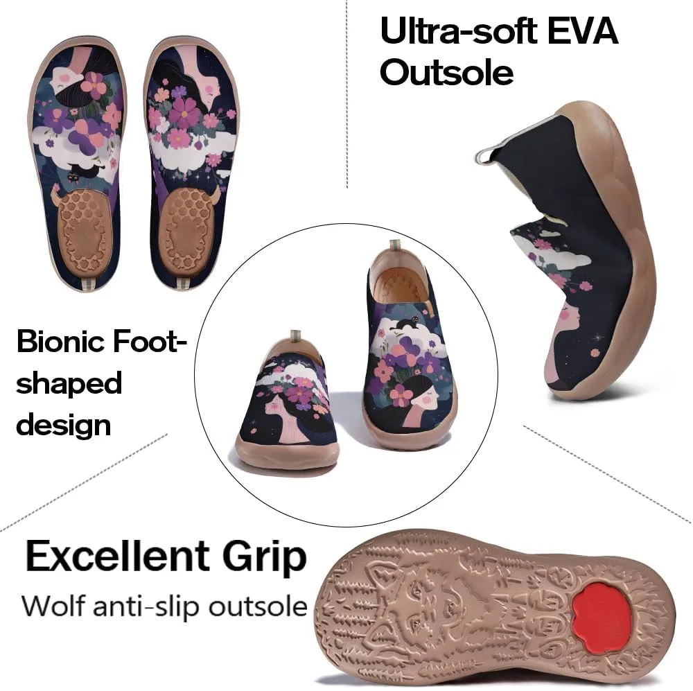 Women's Blossom Slip On Soft Shoes Colorful Comfortable Lightweight Art Travel Sneakers Casual Vibrant Floral Everyday Loafers