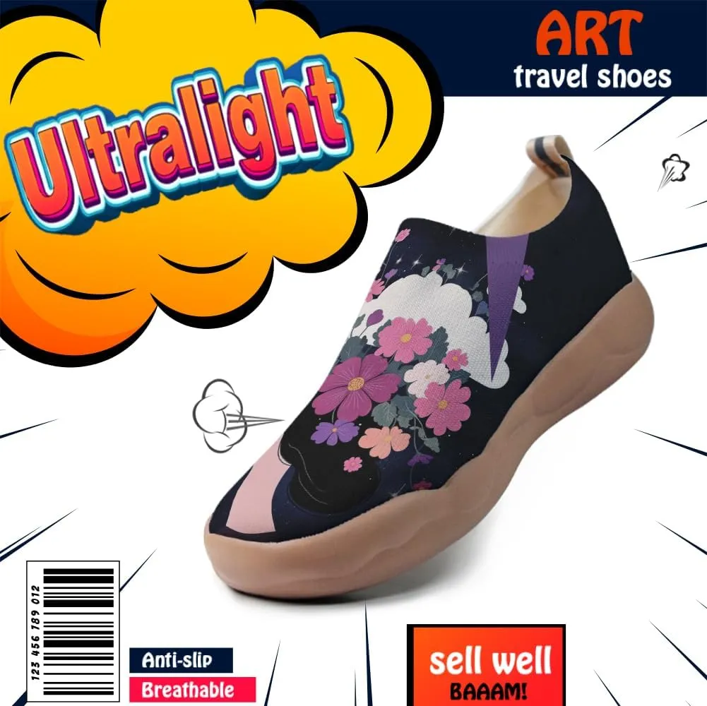 Women's Blossom Slip On Soft Shoes Colorful Comfortable Lightweight Art Travel Sneakers Casual Vibrant Floral Everyday Loafers