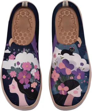 Women's Blossom Slip On Soft Shoes Colorful Comfortable Lightweight Art Travel Sneakers Casual Vibrant Floral Everyday Loafers
