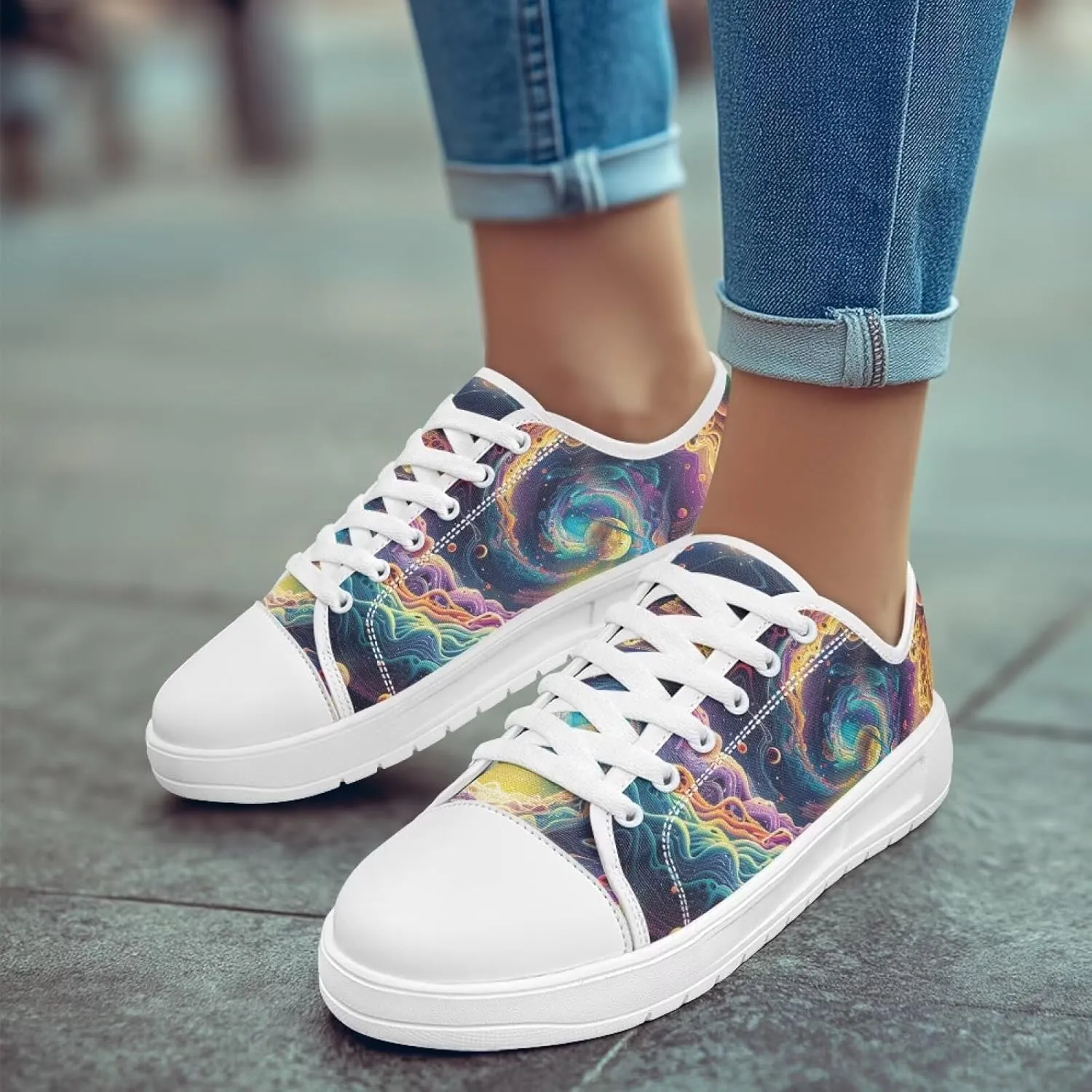 Womens Canvas Sneakers Low-Top Slip Ons Shoes Summer Lace Up Platform Fashion Casual Cute Walking Shoes 5.5-13.5
