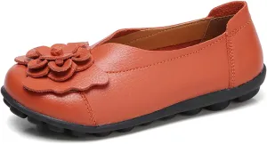Womens Casual Loafers Shoes Round Toe Lightweight Soft Flat Moccasins Shoes Dressy Leather Slip On Comfortable Walking Loafer