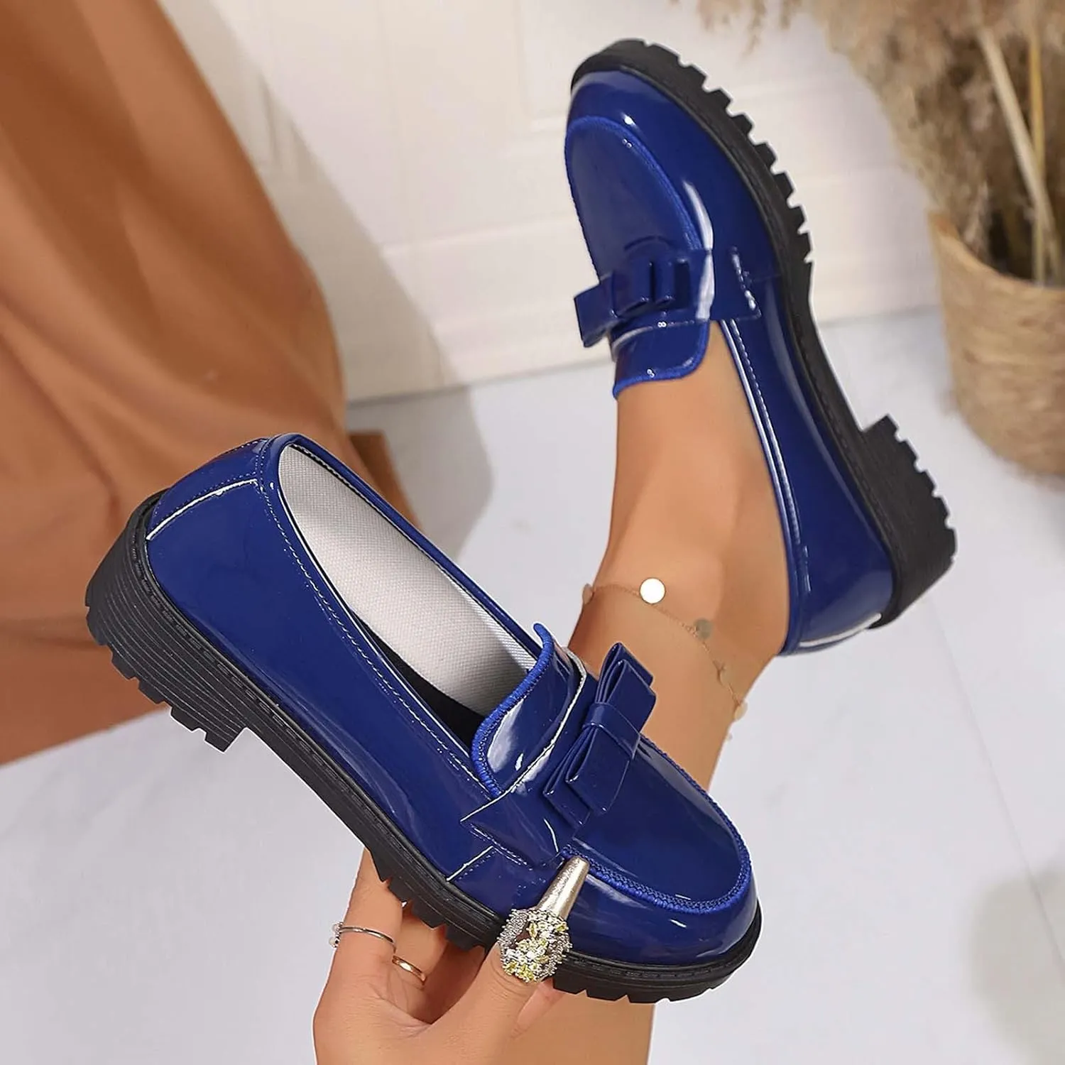 Women's Casual Slip On Loafers Round Toe Low Heel Dress Shoes Comfortable Everyday Wear for Spring Summer