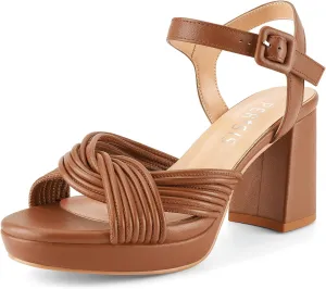 Women's Chunky Platform Heels Baby Pink Block Heeled Sandals Round Open Toe Comfy Bow Heels Slingback Sandal Wedding Party Shoes for Ladies Stylish Cute Summer