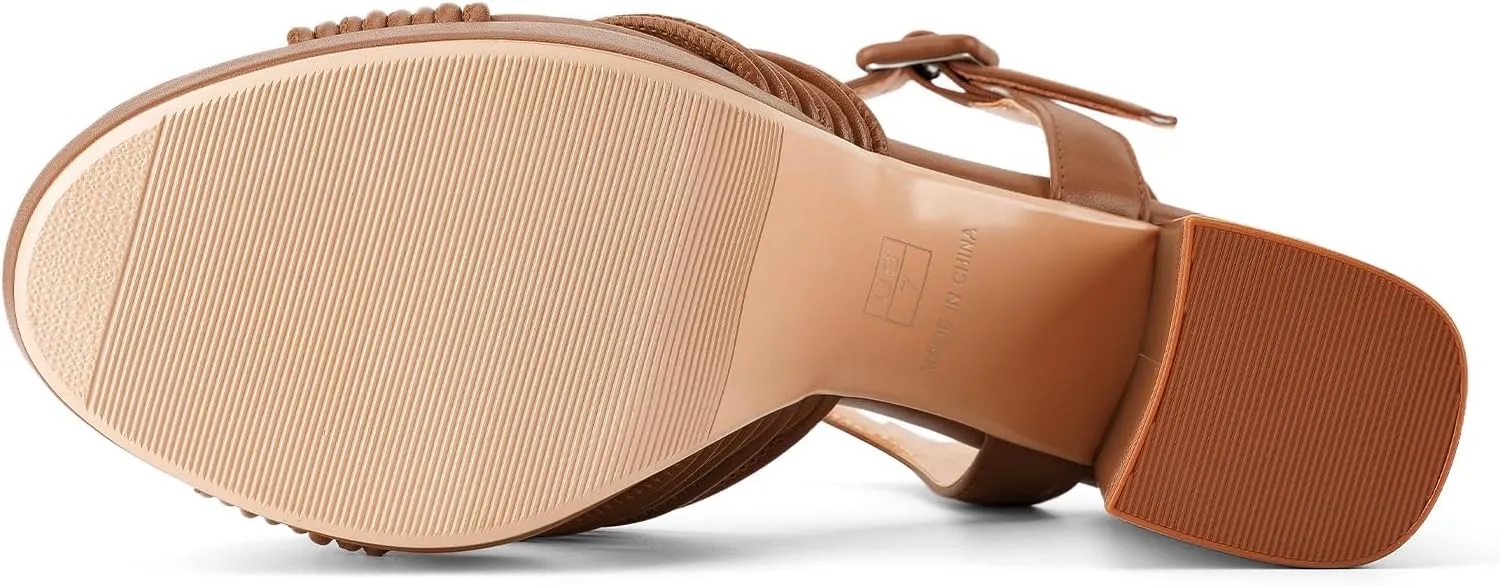 Women's Chunky Platform Heels Baby Pink Block Heeled Sandals Round Open Toe Comfy Bow Heels Slingback Sandal Wedding Party Shoes for Ladies Stylish Cute Summer