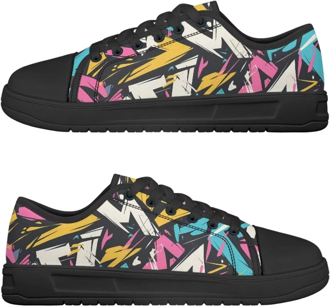 Womens Classic Canvas Casual Shoes Breathable Soft Everyday Versatile Canvas Sneakers for Work Travel Size 6-13.5 Black Sole