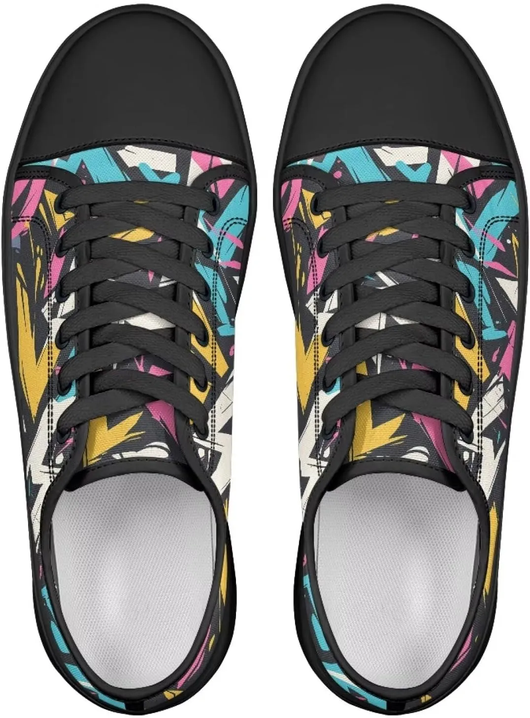 Womens Classic Canvas Casual Shoes Breathable Soft Everyday Versatile Canvas Sneakers for Work Travel Size 6-13.5 Black Sole