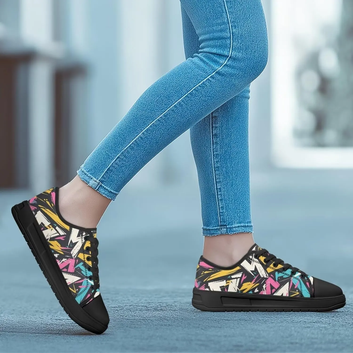 Womens Classic Canvas Casual Shoes Breathable Soft Everyday Versatile Canvas Sneakers for Work Travel Size 6-13.5 Black Sole