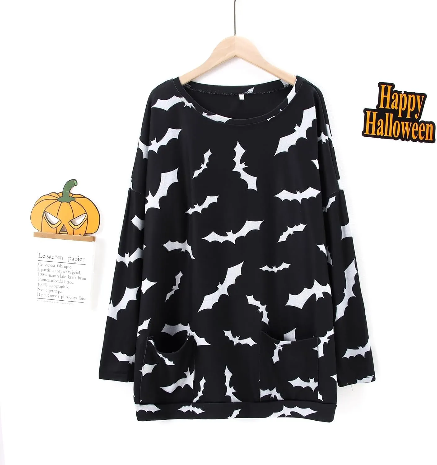 Womens Halloween Crewneck Sweatshirts Pumpkin Long Sleeve Pullover Tops Vintage Oversized Shirt Blouse Clothes