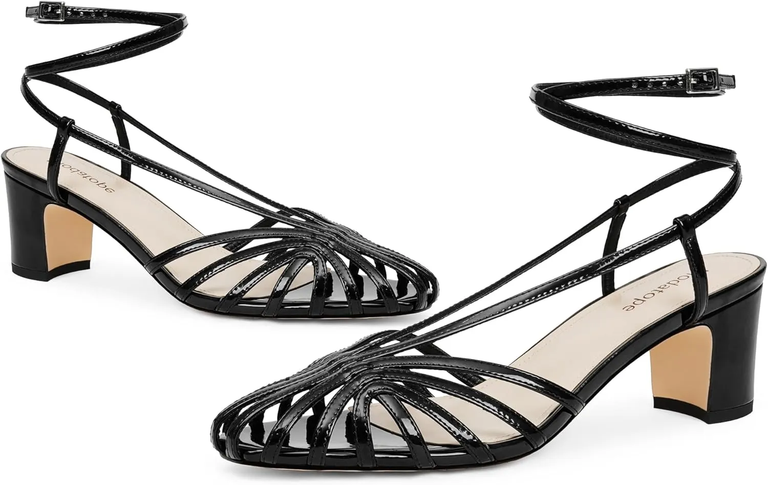 Womens Heeled Sandals Square Toe Strappy Heels for Women Ankle Strap Block Chunky Mid Heel Shoes