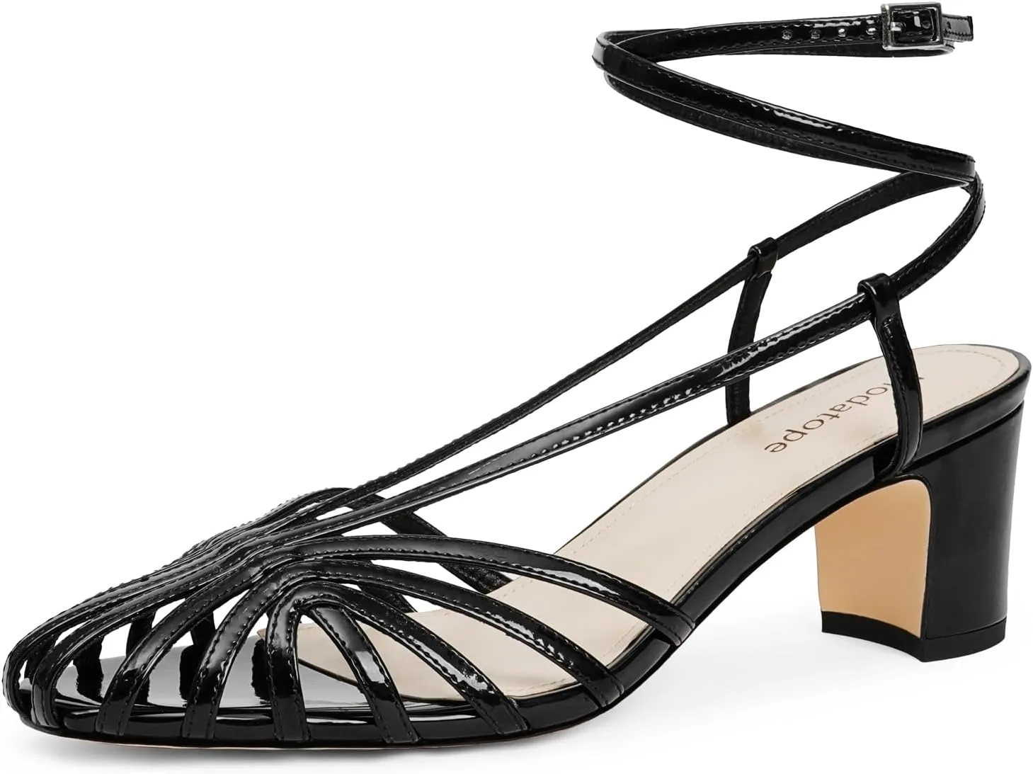Womens Heeled Sandals Square Toe Strappy Heels for Women Ankle Strap Block Chunky Mid Heel Shoes