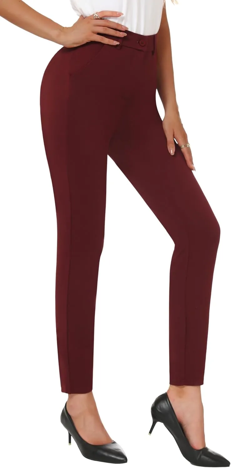 Women's High Waist Skinny Comfy Stretchy Work Pants with Pockets