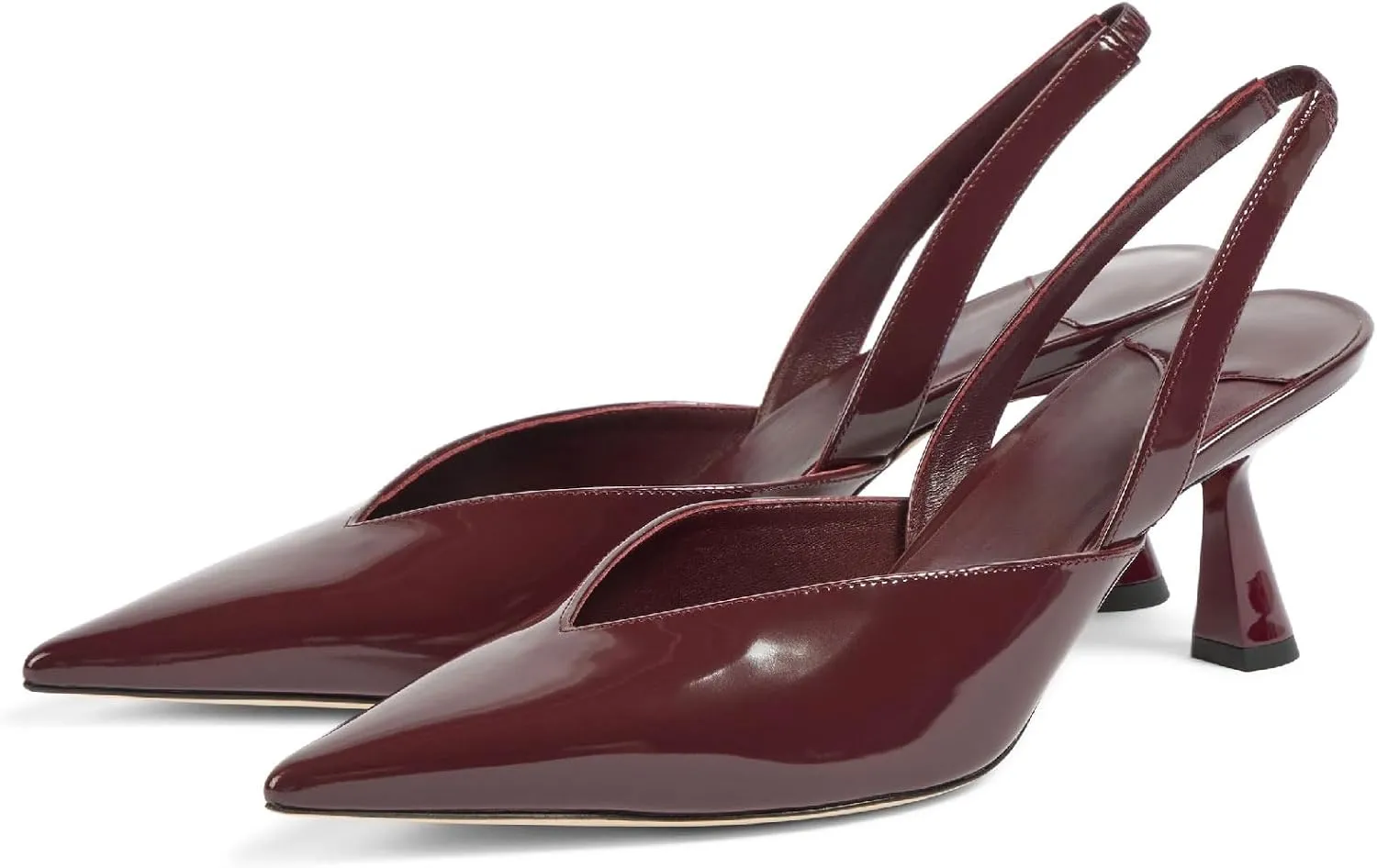 Women's Kitten Heel Pointed Closed Toe Slingback Pumps Fashion V Shaped Silhouette Slip On High Heel Summer Shoes Wedding Prom Dressy Heeled Sandals for Women