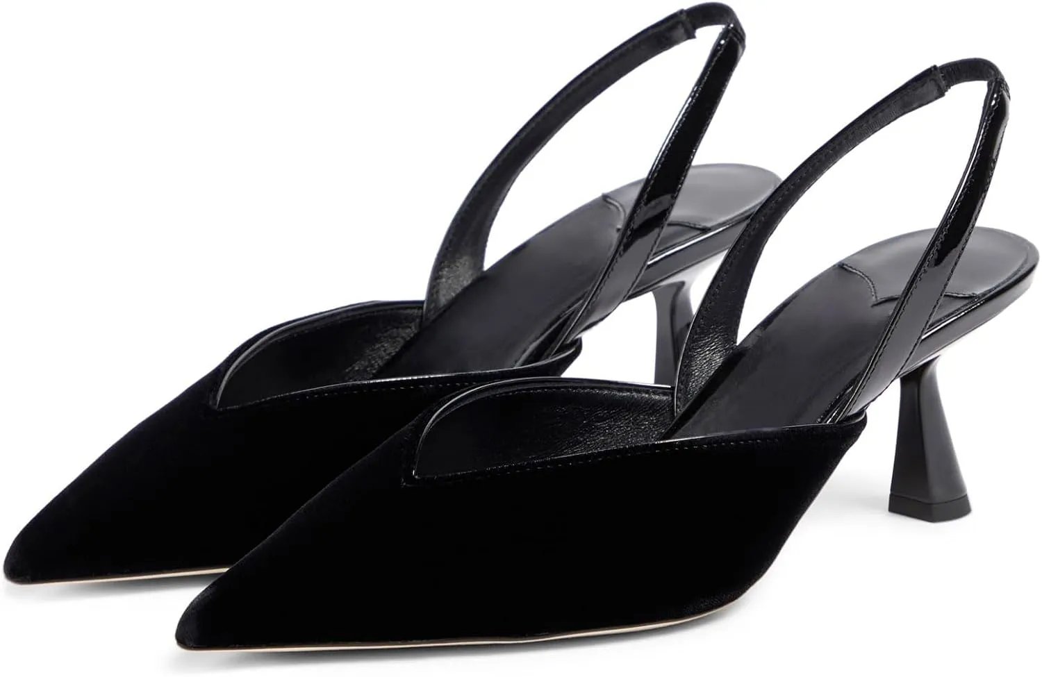 Women's Kitten Heel Pointed Closed Toe Slingback Pumps Fashion V Shaped Silhouette Slip On High Heel Summer Shoes Wedding Prom Dressy Heeled Sandals for Women