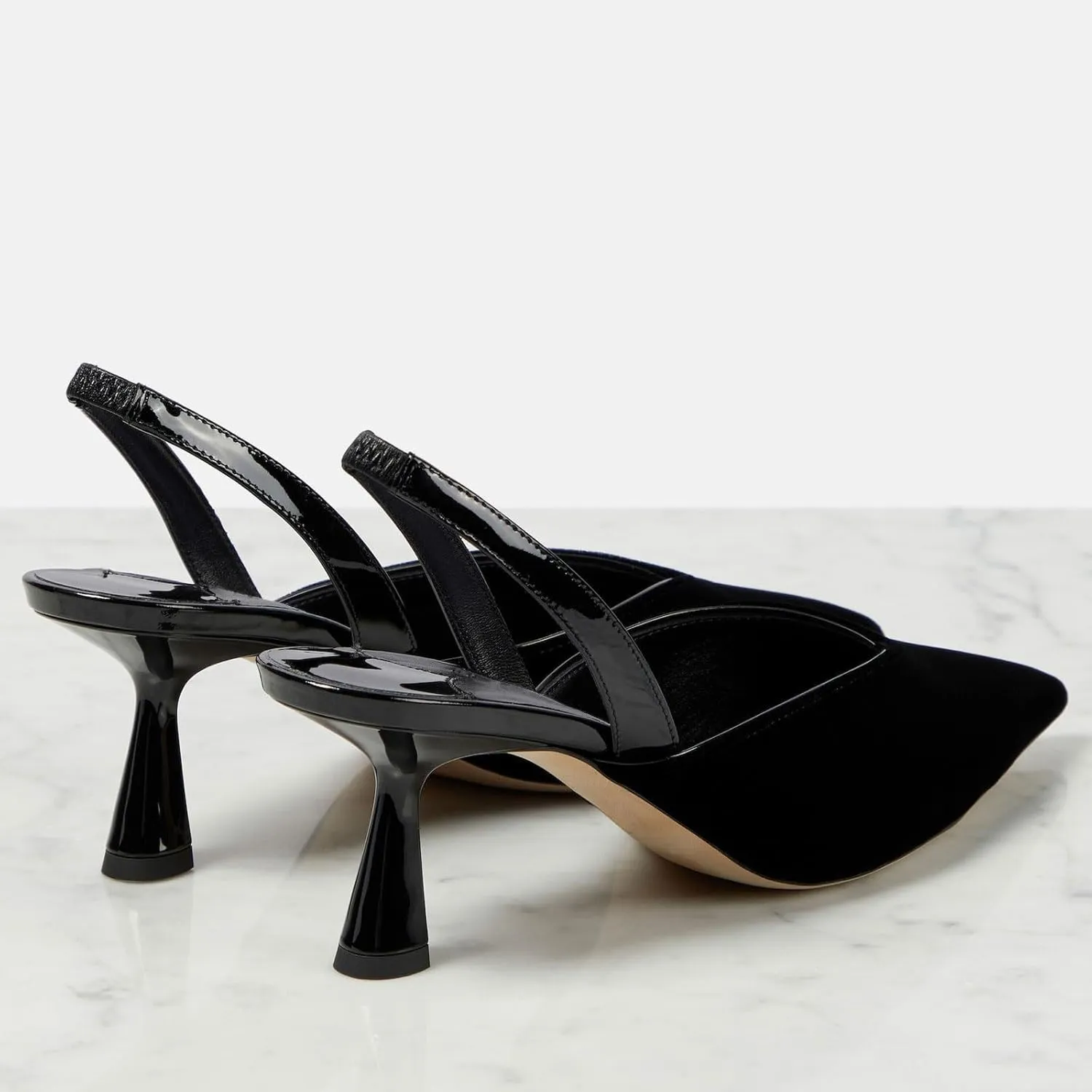 Women's Kitten Heel Pointed Closed Toe Slingback Pumps Fashion V Shaped Silhouette Slip On High Heel Summer Shoes Wedding Prom Dressy Heeled Sandals for Women