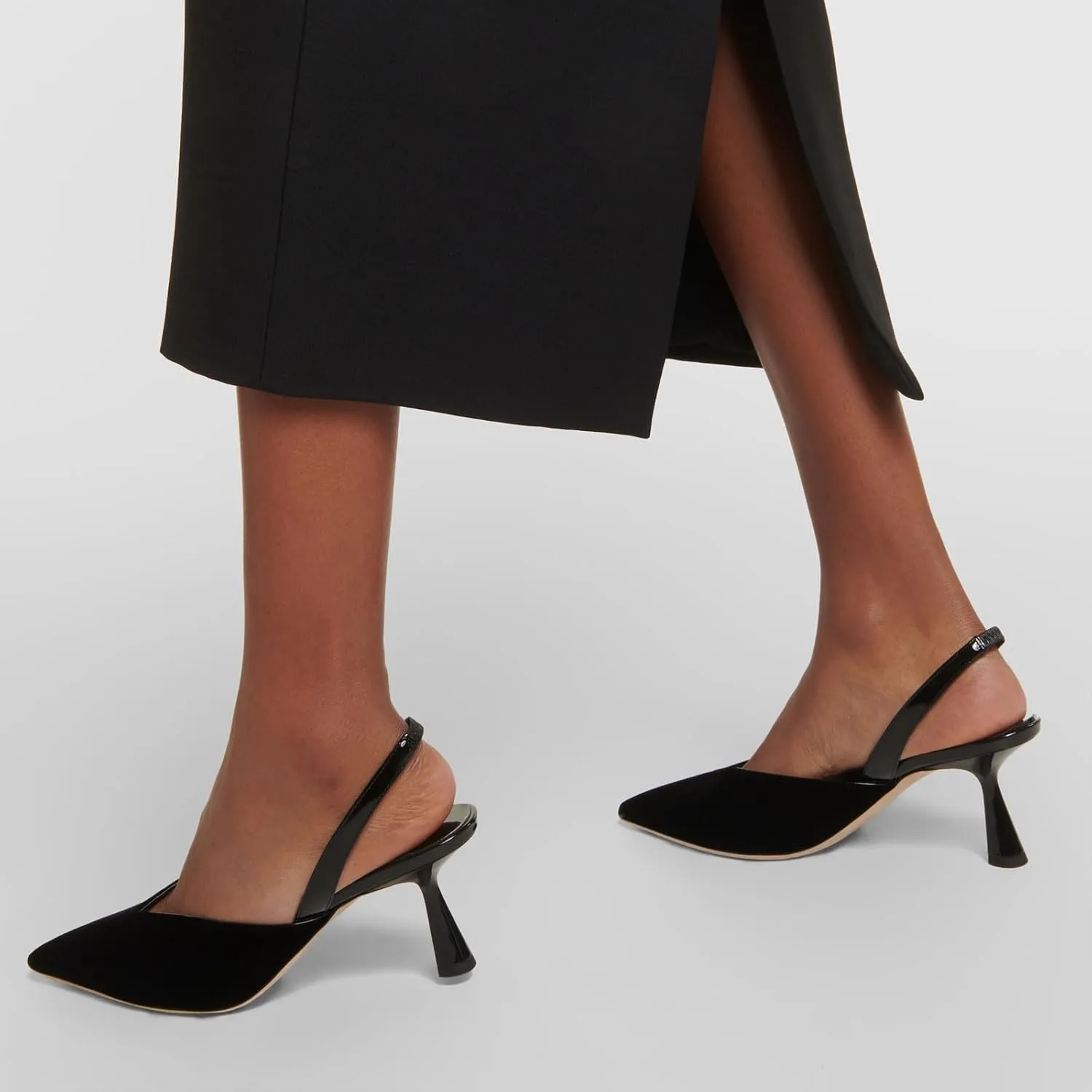 Women's Kitten Heel Pointed Closed Toe Slingback Pumps Fashion V Shaped Silhouette Slip On High Heel Summer Shoes Wedding Prom Dressy Heeled Sandals for Women