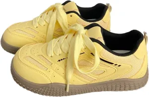Women’s Korean Mesh Sneakers – Casual White Gump-Style Shoes, Breathable Colorblock Lace-Up Trainers for Students, Soft PU Leather Low-Tops