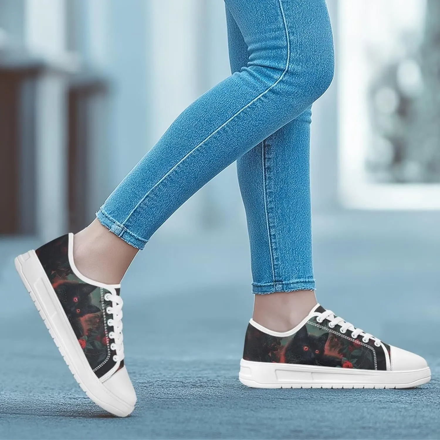 Women's Lace Up Low Top Canvas Shoes Fashion Casual Round Toe Sneakers Hands Free No Laces Barefoot Shoes US5.5-13.5