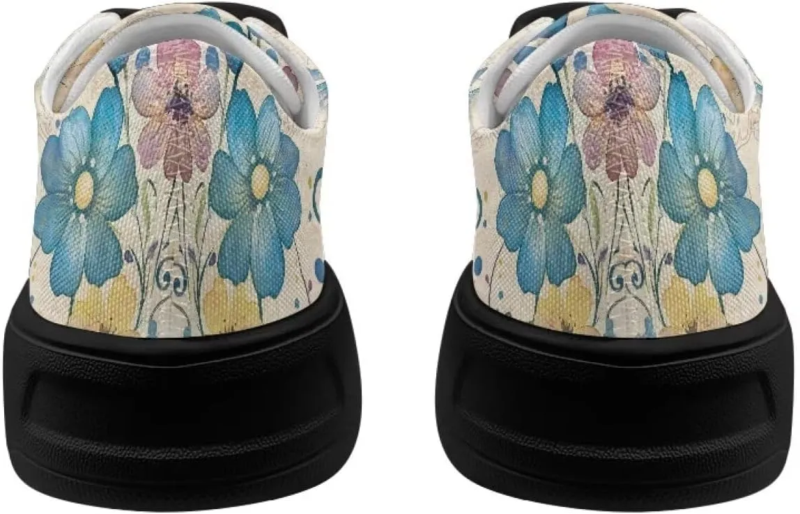 Women's Lace up Low Top Canvas Shoes Low Top Sneakers Fashion Casual Sneakers with Arch Support Comfy Flats 5.5-13.5