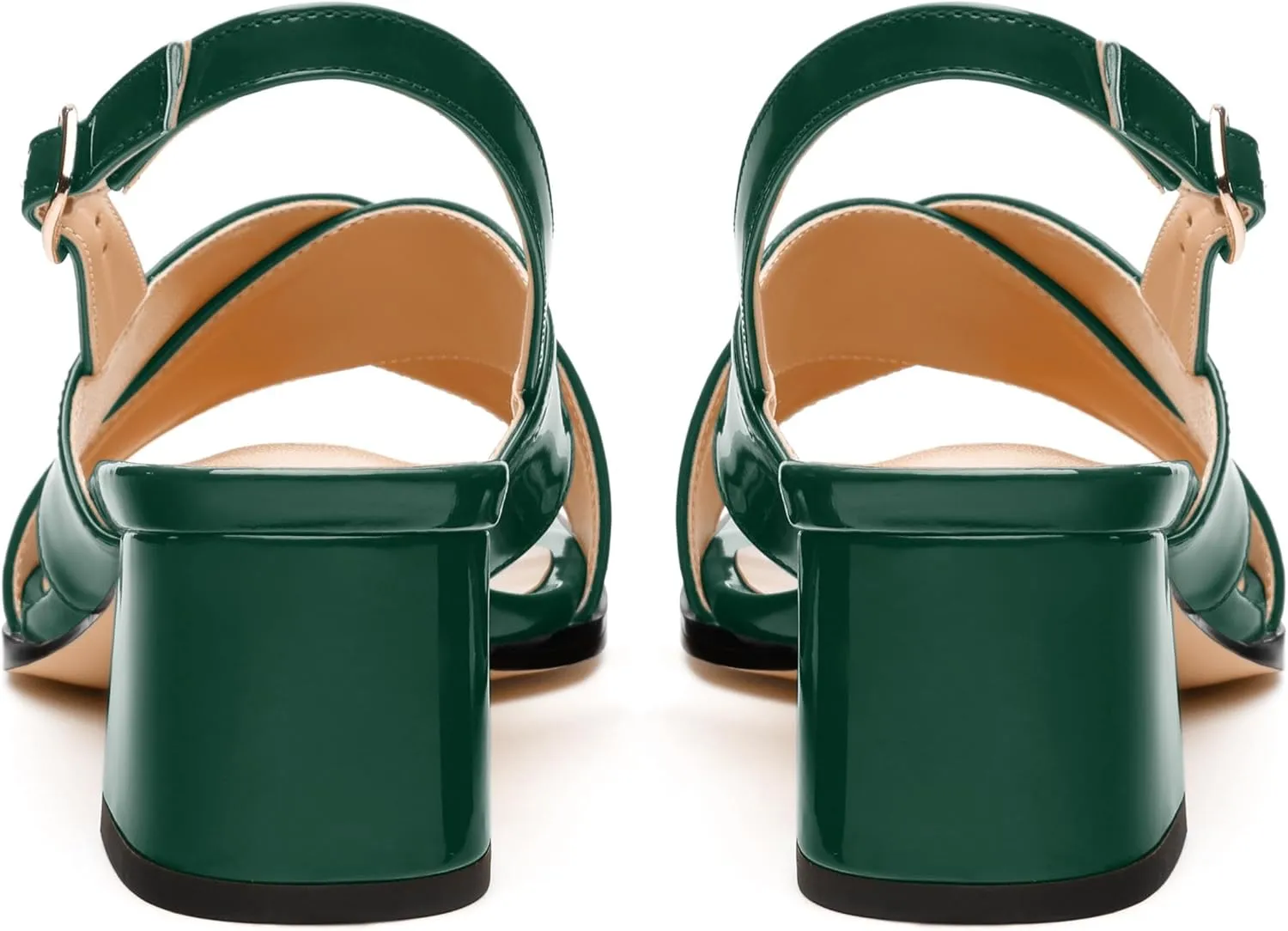Women's Low Chunky Heel Sandals, Square Toe Slingback with Adjustable Buckle, Solid Color Heels for Weddings, Parties and Daily Wear, Fashion Sandals for Women