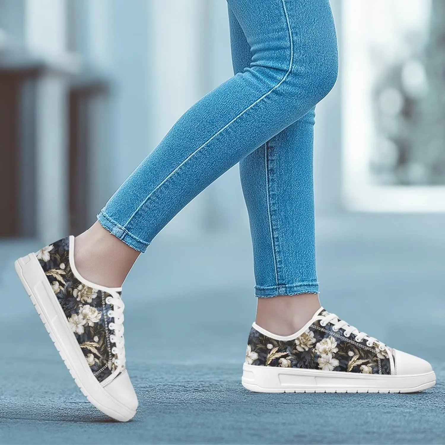 Womens Low Top Canvas Sneakers Lace-up Casual Tennis Walking Shoes for Everyday Wear SizeUS 6-13.5
