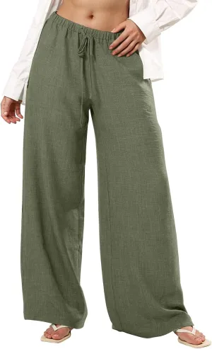 Womens Pants Formal Straight Slacks Wide Leg Baggy Fashion Pants High Waist Casual Trousers with Pockets