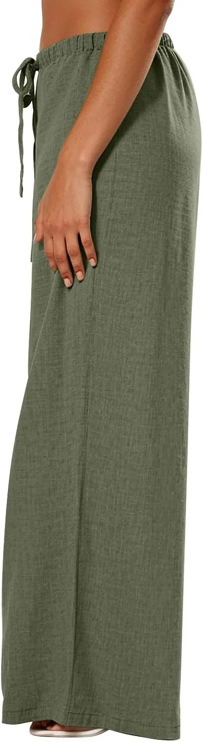 Womens Pants Formal Straight Slacks Wide Leg Baggy Fashion Pants High Waist Casual Trousers with Pockets