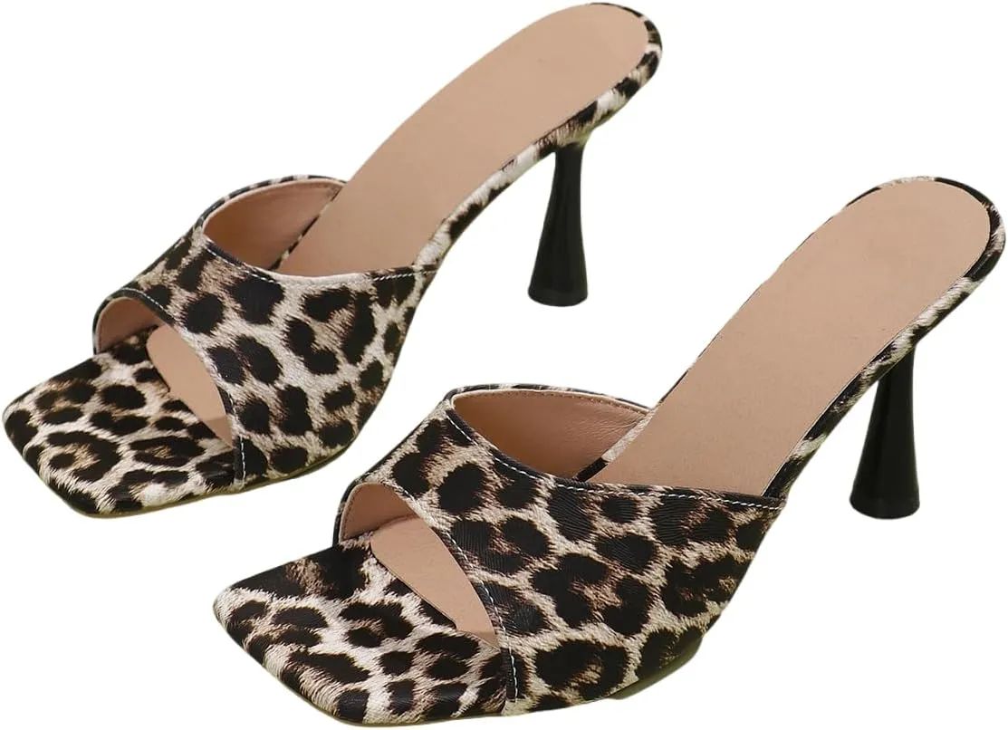 Women's Peep Toe Stilettos High Heel Animal Print Dressy Sexy Stiletto High Heels Dress Sandals Evening Party Prom Shoes