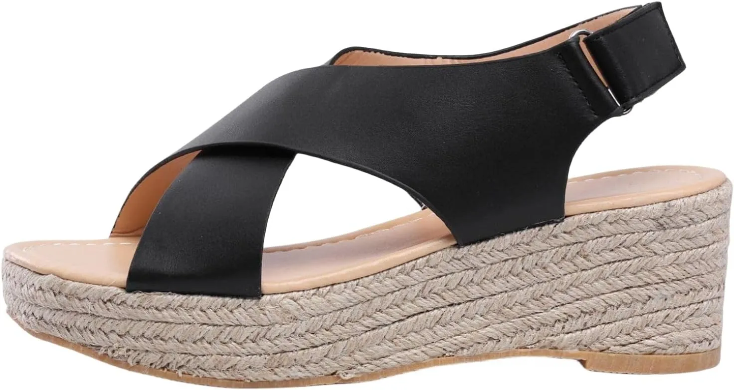 Women's Platform Espadilles Wedge Beach Sandals Summer Open Toe Ankle Strap Espadrille Low Slingback Criss Cross Comfortable Casual Brown Black Nude Wedges 2025 Slip On Shoes Espadrilles