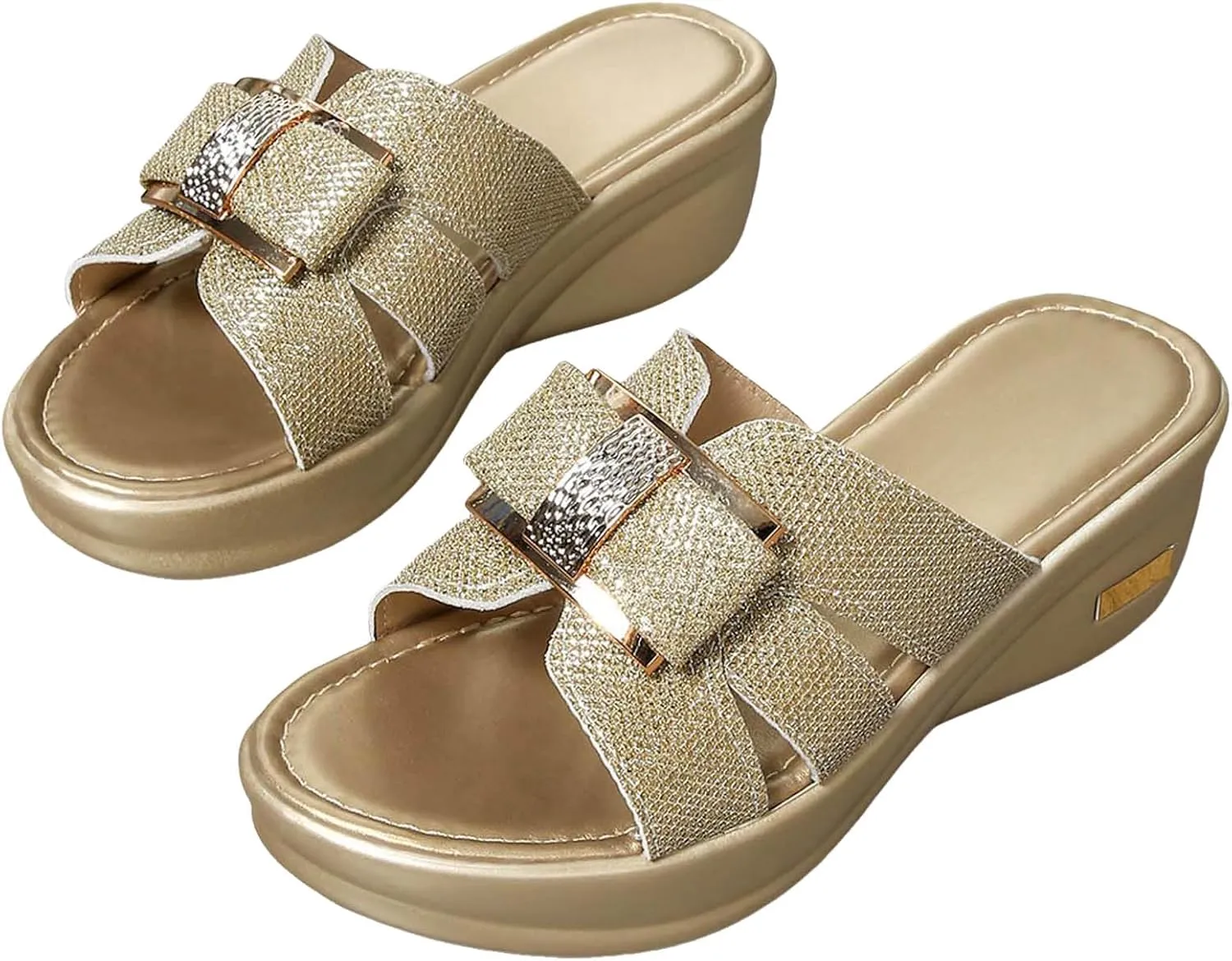 Women's Platform Espadrilles Thick Soled Wedge Heeled Women's Outdoor Sandals Fashionable And Casual Shiny Fish Mouth