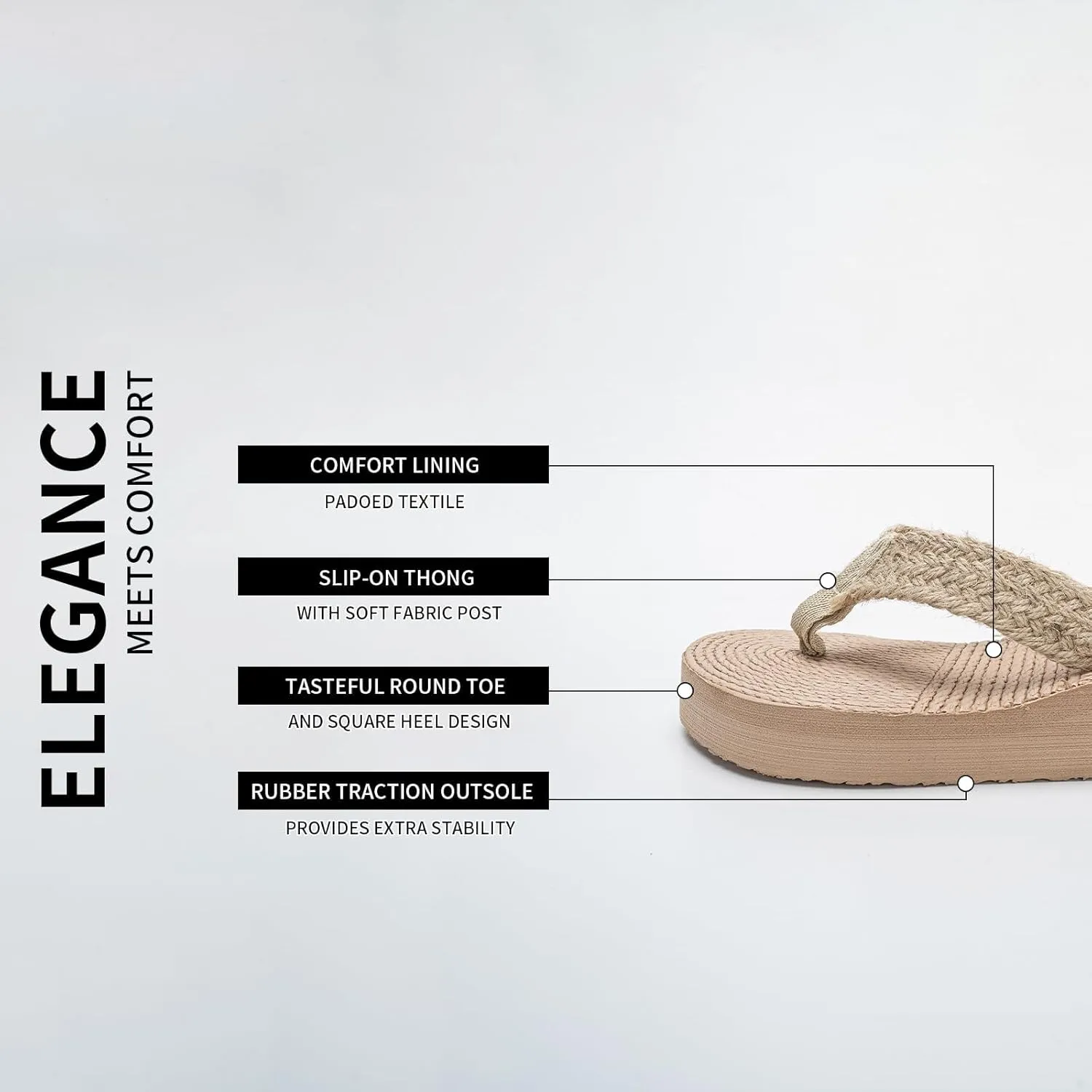 Women's platform flip flops slip-on high wedge sandals slippers comfortable braided straps arch support padded summer vacation flip flops sandals