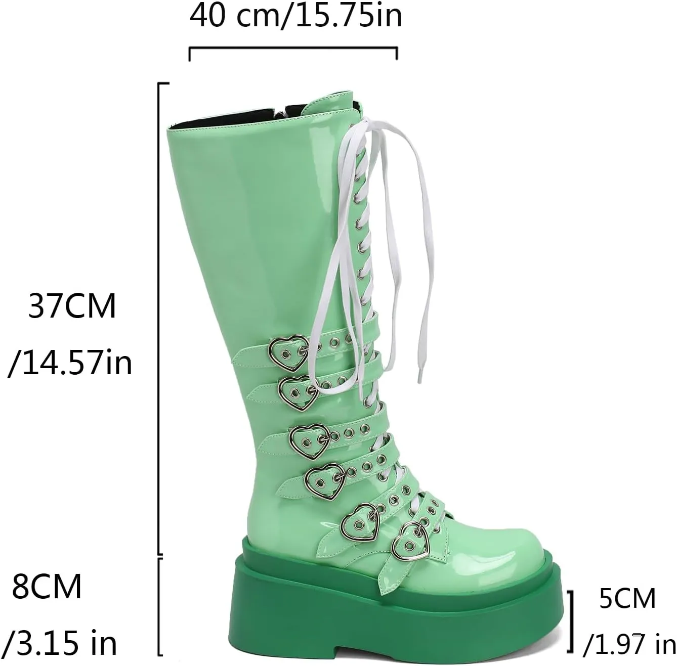 Women's Platform Knee High Boots Chunky Heel Lace-Up Waterproof Combat Punk Goth Motorcycle Boots Square Toe Anti-Slip Stylish Boots