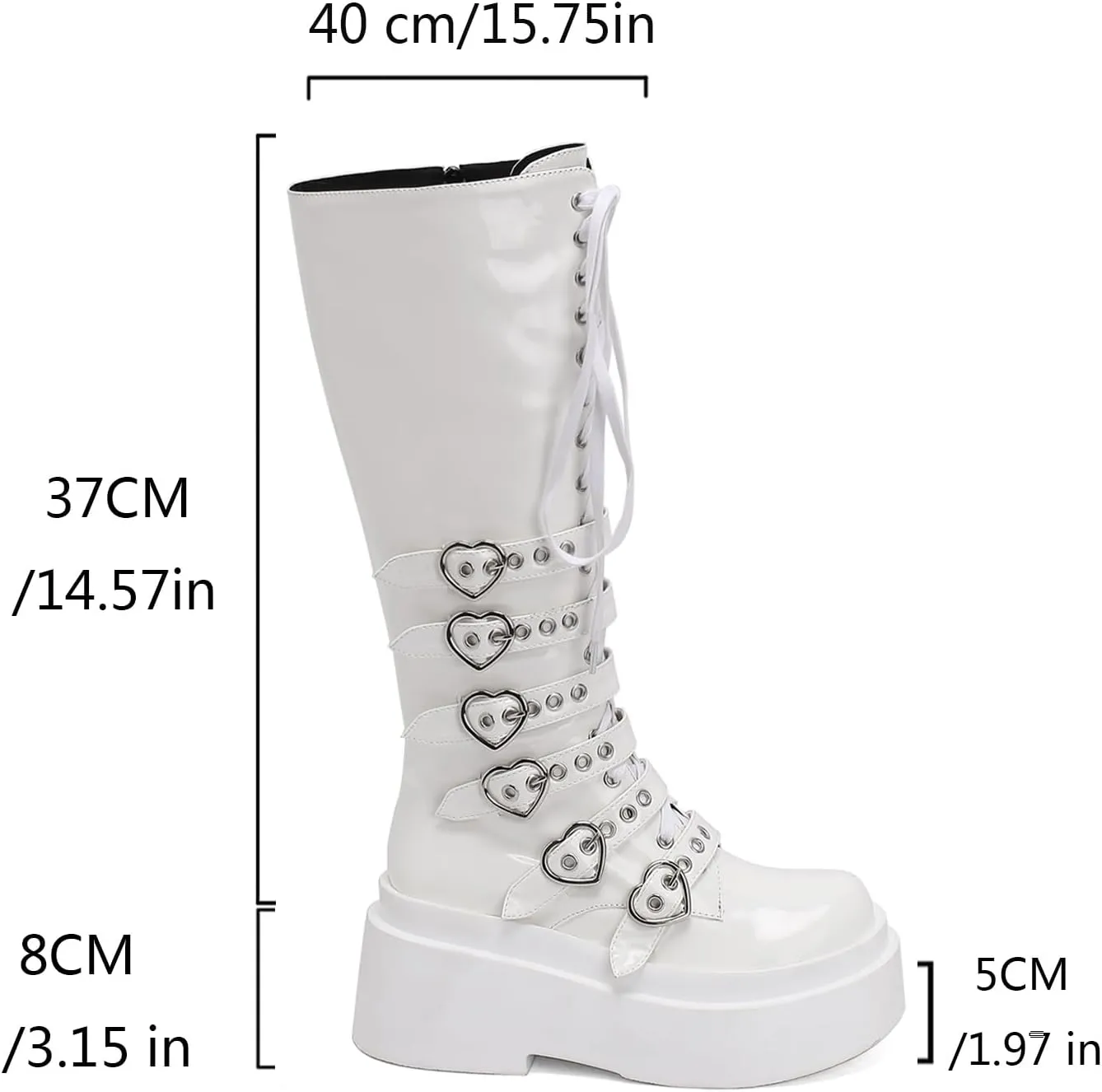 Women's Platform Knee High Boots Chunky Heel Lace-Up Waterproof Combat Punk Goth Motorcycle Boots Square Toe Anti-Slip Stylish Boots