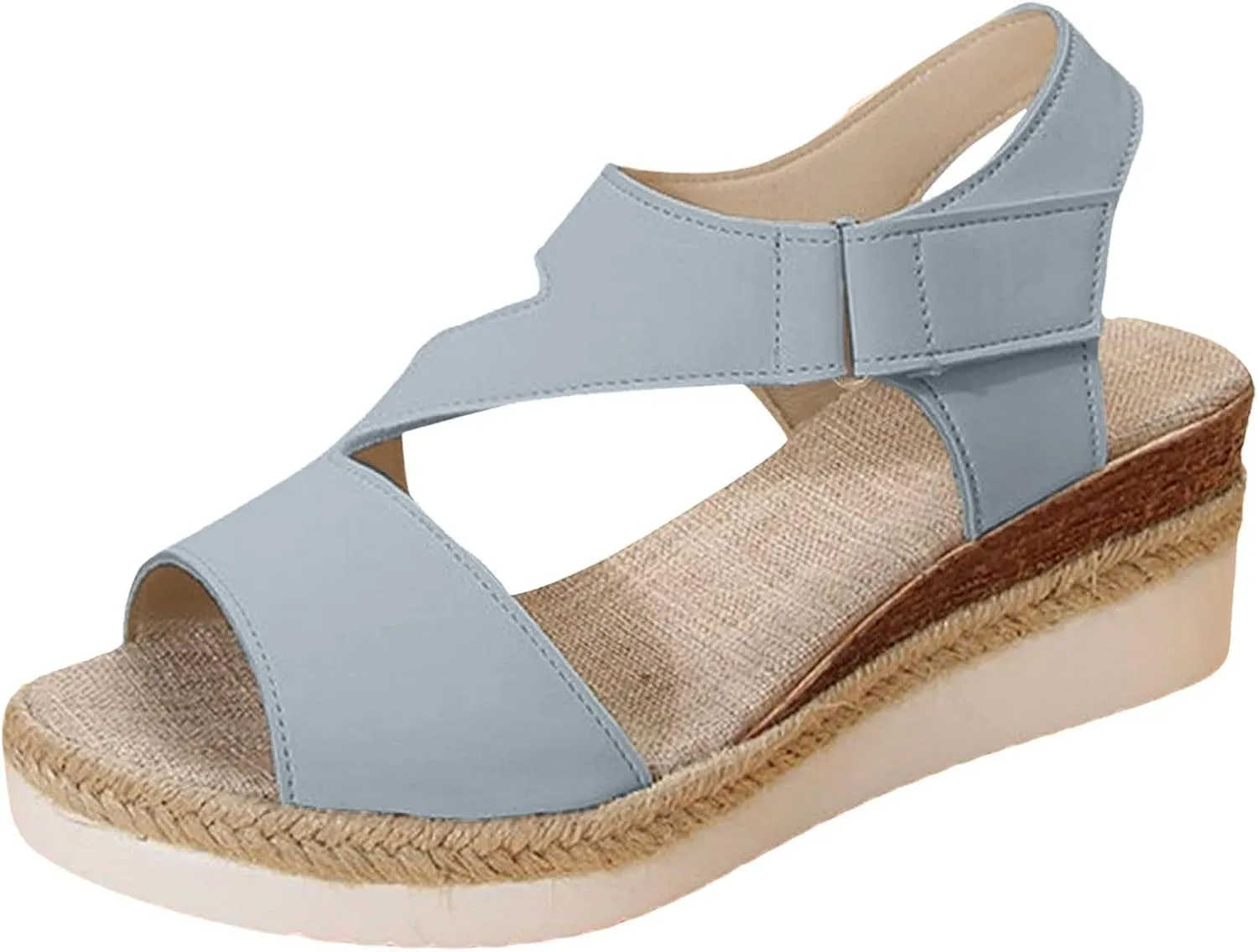 Women's Platform Sandals Wedge Ankle Strap Open Toe Espadrille Low Slingback Criss Cross Slip On Dressy with Crisscross Summer Shoes Close Espadrilles on Elastic Straps Wedges Comfortable