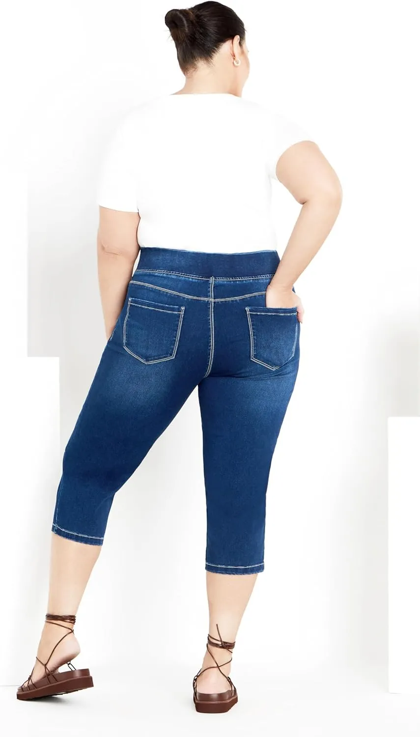 Women's Plus Size Jean-Butter Denim Pull on Crop