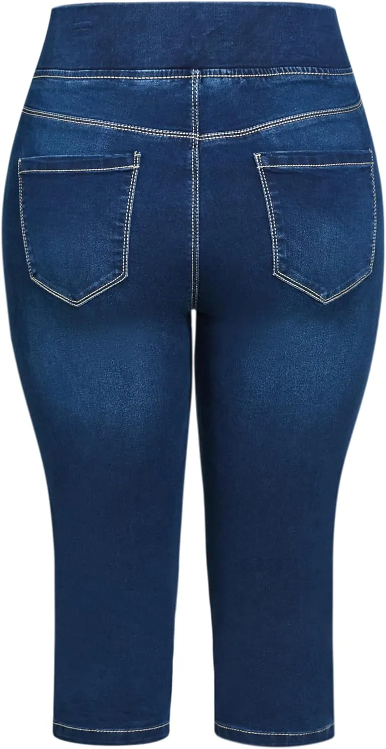 Women's Plus Size Jean-Butter Denim Pull on Crop
