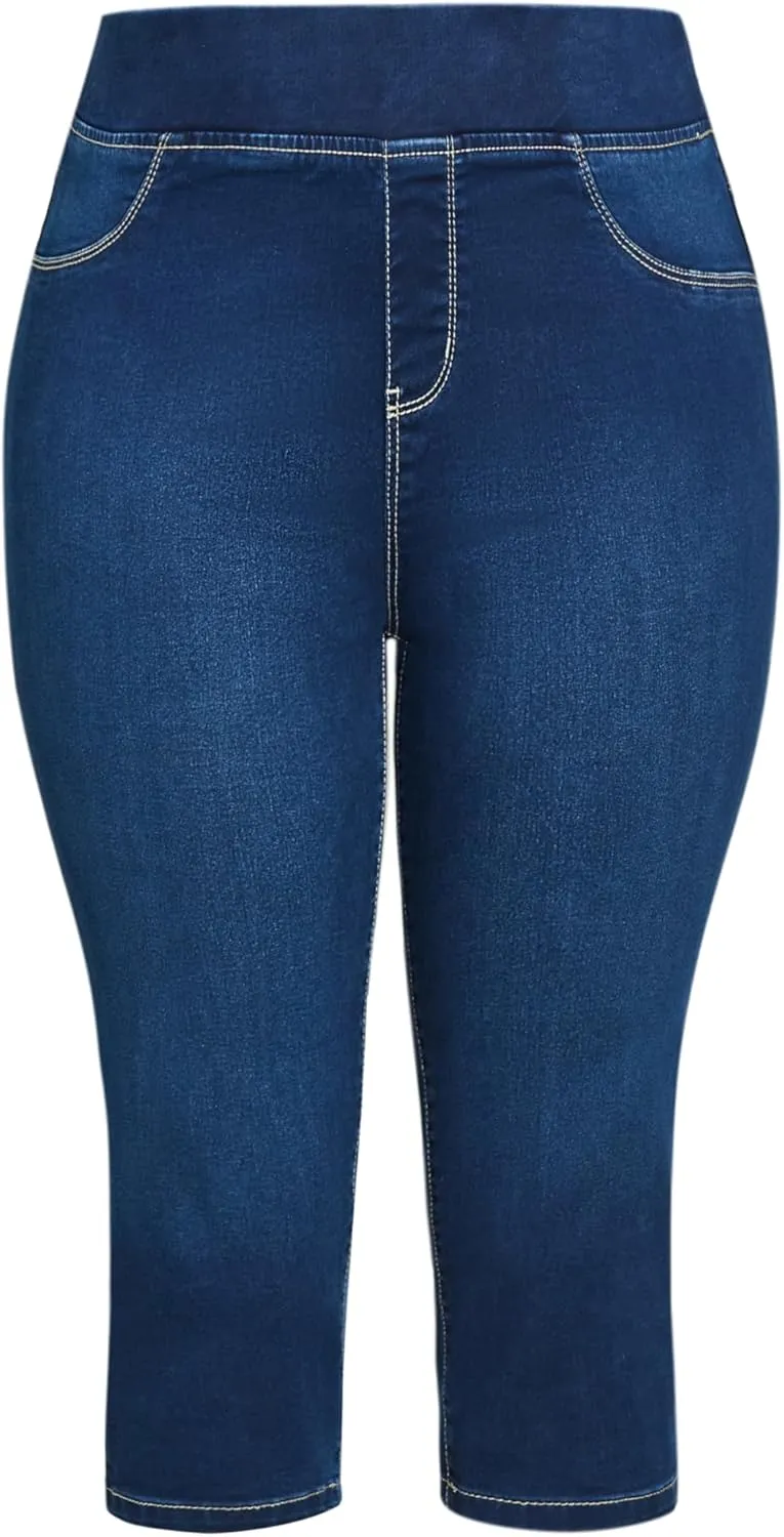 Women's Plus Size Jean-Butter Denim Pull on Crop