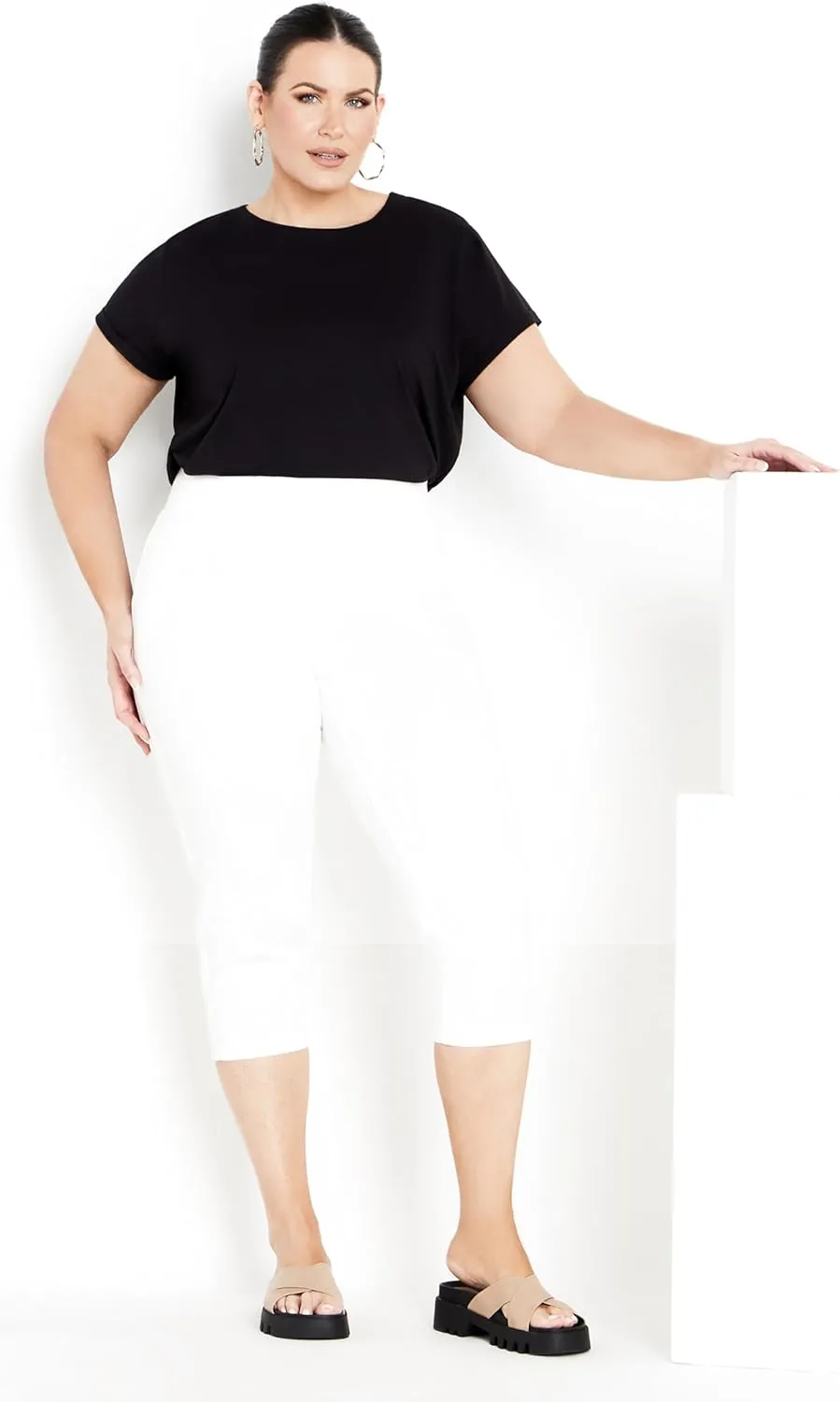 Women's Plus Size Jean-Butter Denim Pull on Crop