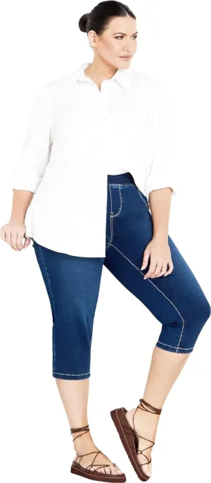 Women's Plus Size Jean-Butter Denim Pull on Crop