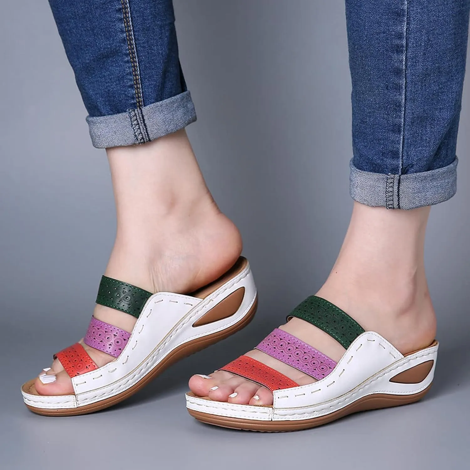 Womens Sandals Dressy, Womens Sandals Orthopedic Open Toe Sandals Retro Anti Slip Comfy Breathable Shoes