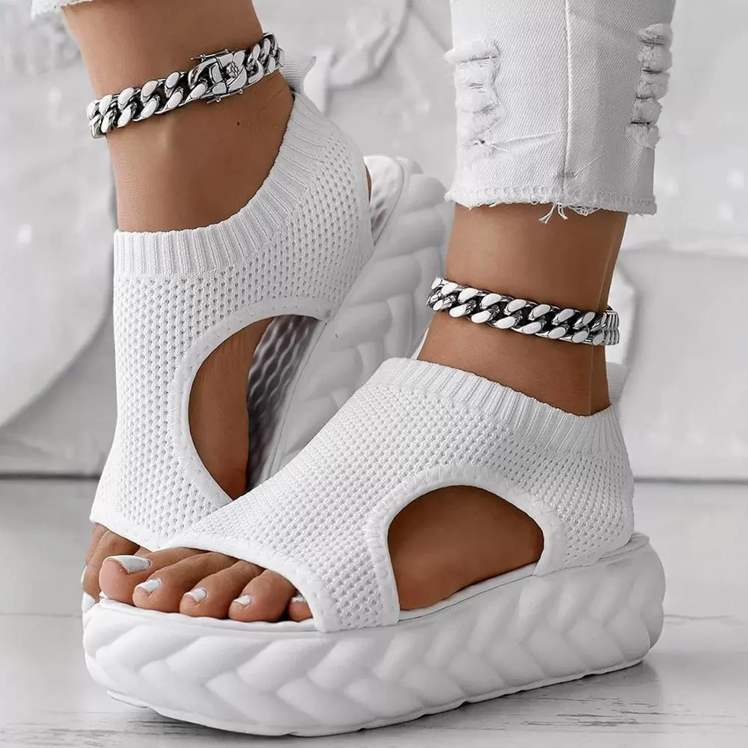 Womens Sandals with Arch Support,2025 Summer Dressy Wedges Shoes for Women Thick Sole Flip Flops With Arch Support Comfortable Walking Sandals Womens Summer Beach Slipper Ladies Thong Sanal