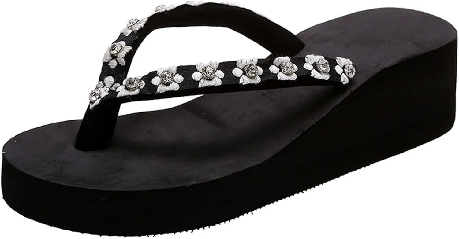 Womens Sandals with Arch Support,2025 Summer Dressy Wedges Shoes for Women Thick Sole Flip Flops With Arch Support Comfortable Walking Sandals Womens Summer Beach Slipper Ladies Thong Sanal