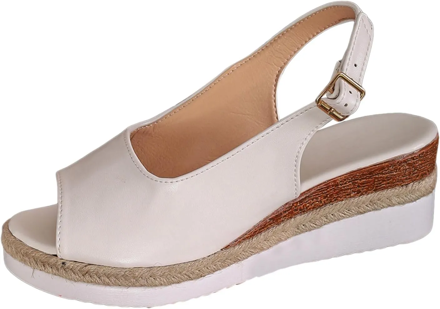 Womens Summer Sandals Ankle Strap Slingback Wedge Sandals Peep Toe Slip On Espadrille Platform Comfortable Dress Shoes