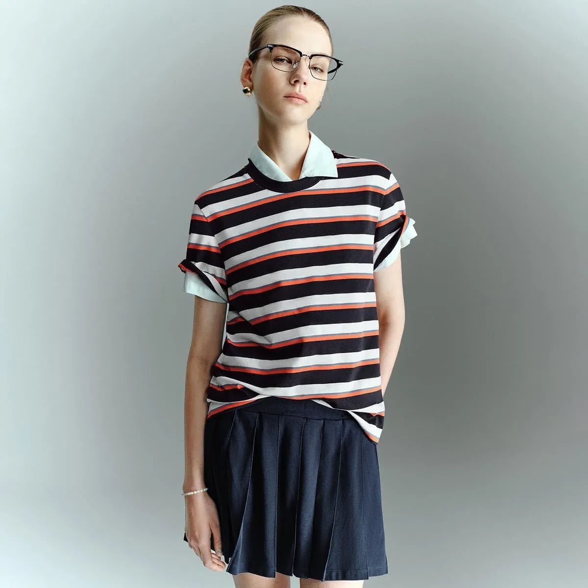Womens Summer Striped T Shirts Crew Neck Short Sleeve Shirts Slim Fitted Casual Tee Tops 2025