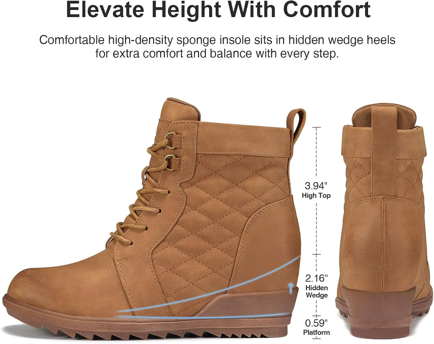 Women's Wedge Boots Lace Up Ankle Boots Fall Comfortable Wedge Boot for Women