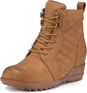 Women's Wedge Boots Lace Up Ankle Boots Fall Comfortable Wedge Boot for Women