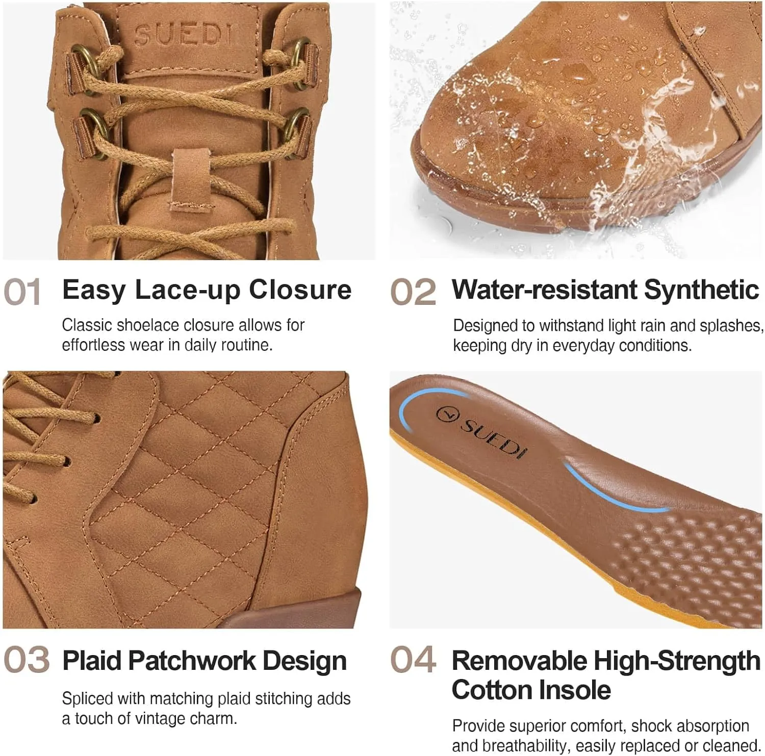 Women's Wedge Boots Lace Up Ankle Boots Fall Comfortable Wedge Boot for Women