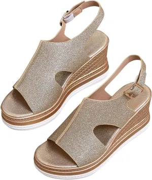Womens Wedges Platform Sandals with Ankle Strap Open Toe Espadrilles Wedge Heels Sandals Ladies Comfortable Low Heel Sandal Lightweight for All Day Wear Shoes